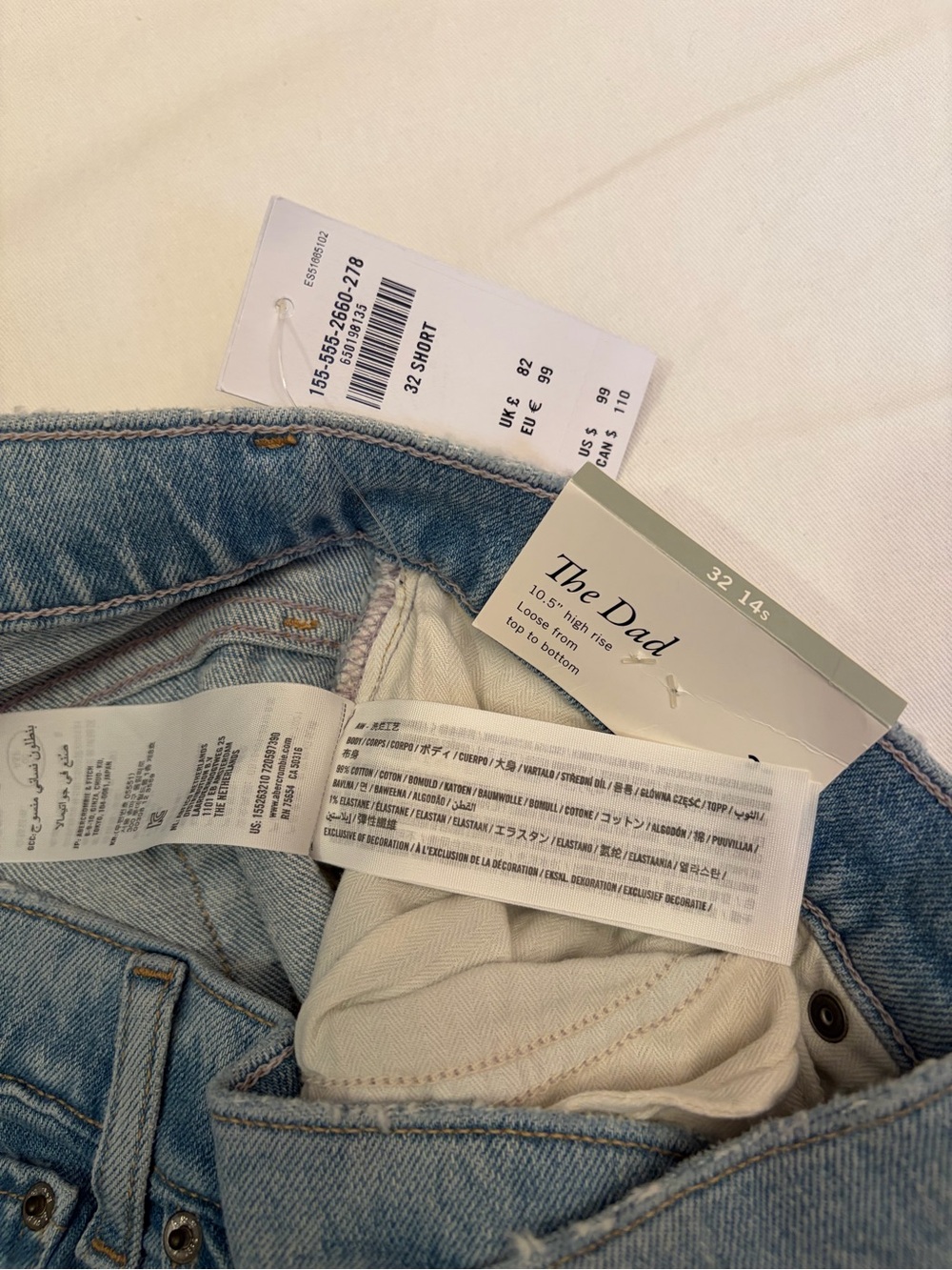 NWT Abercrombie & Fitch The Dad High Rise Jeans – Size 32 Short (14S) - Picture 6 of 9